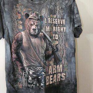Right To Arm Bears T Shirt Mens Size Medium Green Tie Dye Funny Humor Joke